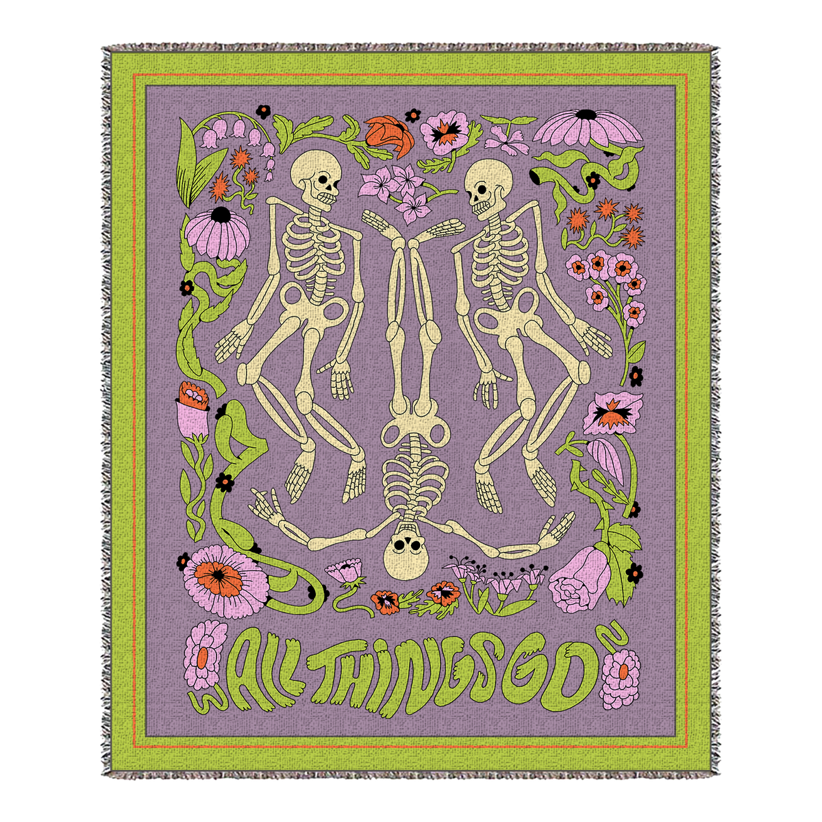 Skeleton Flowers Woven Blanket