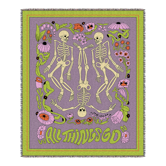 Skeleton Flowers Woven Blanket